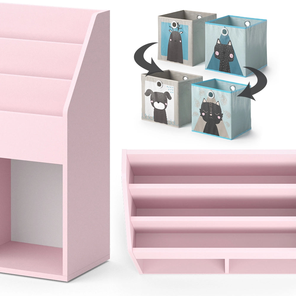 Vicco Libreria bambini rosa 72 x 79 cm con 2 scatole pieghevoli (cane, gatto)