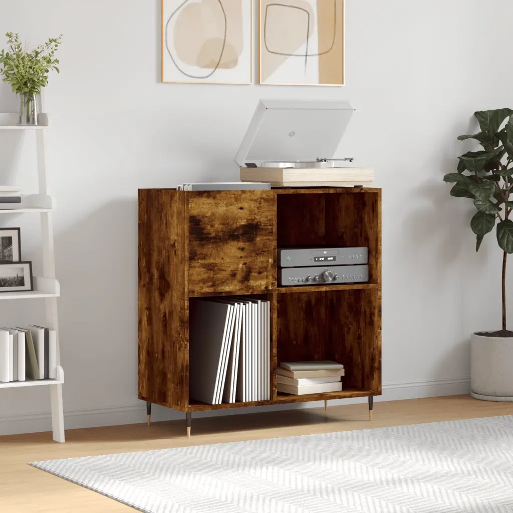 Mobile Porta Dischi Rovere Fumo 84,5x38x89 cm Legno Multistratocod mxl 129322