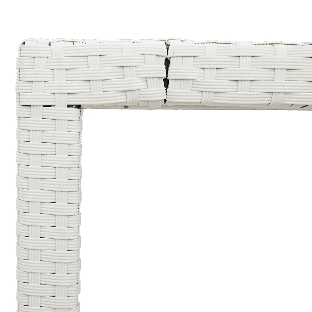 Tavolo da Giardino | Tavolino da esterno Piano in Vetro Bianco 150x90x75cm Polyrattan
