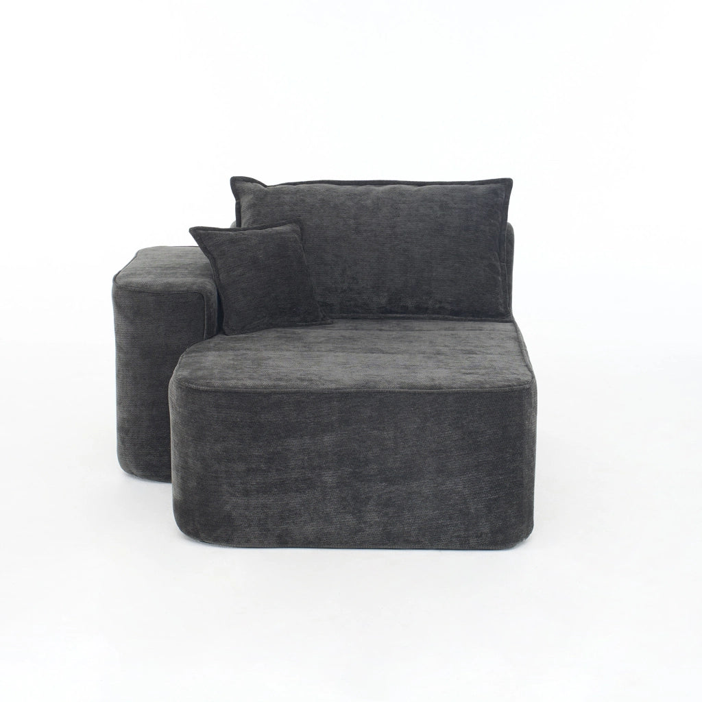 OKWISH Chaise Longue in Ciniglia, Seduta Completamente Imbottita, Comfort Morbido con Cuscino Incluso, senza Montaggio, Nera