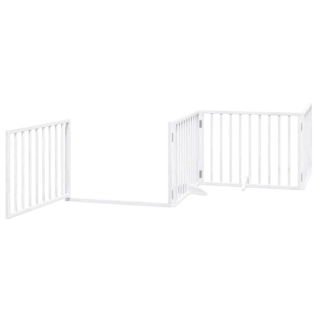 Cancelletto di sicurezza per animali domestici porta pieghevole 6 pannelli legno di pioppo bianco 02_0023236