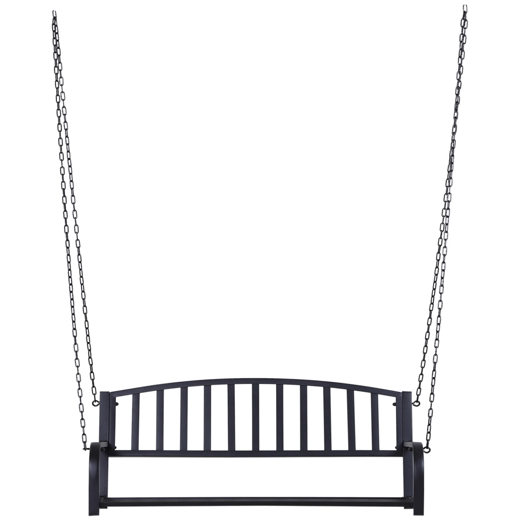 Dondolo Sospeso da Giardino con 2 Posti, Romantica Panchina in Metallo Nero per Esterni, 127 x 60 x 47cm