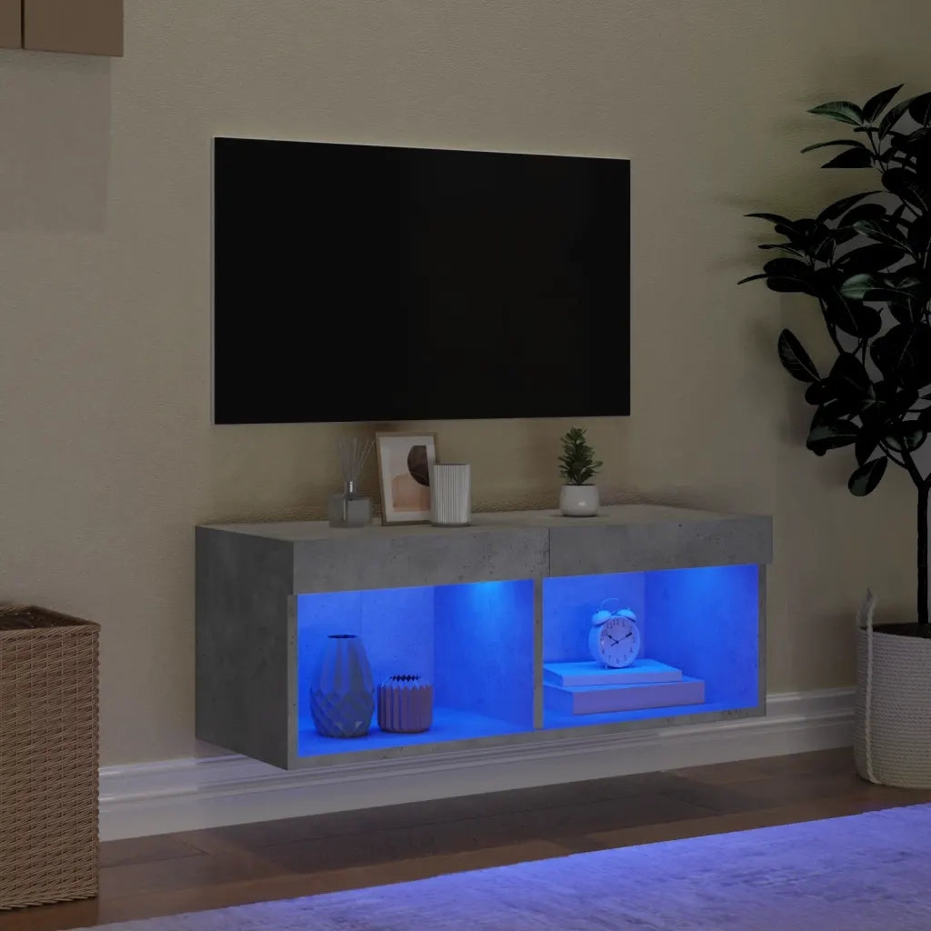 Mobile Porta TV con Luci LED Grigio Cemento 80x30x30 cm 837147