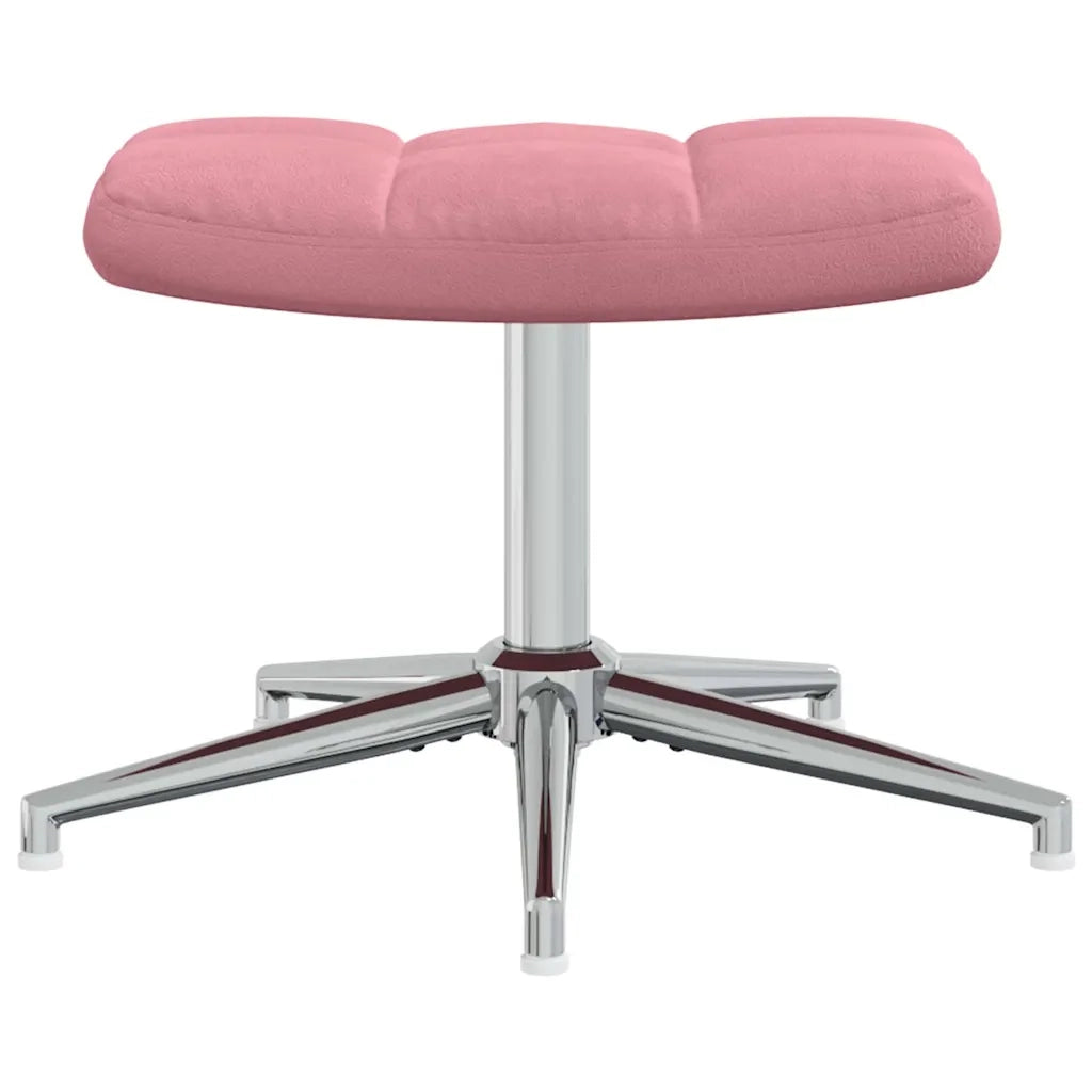 Divano Sedia-Poltrona Relax con Poggiapiedi Rosa in Velluto 156373