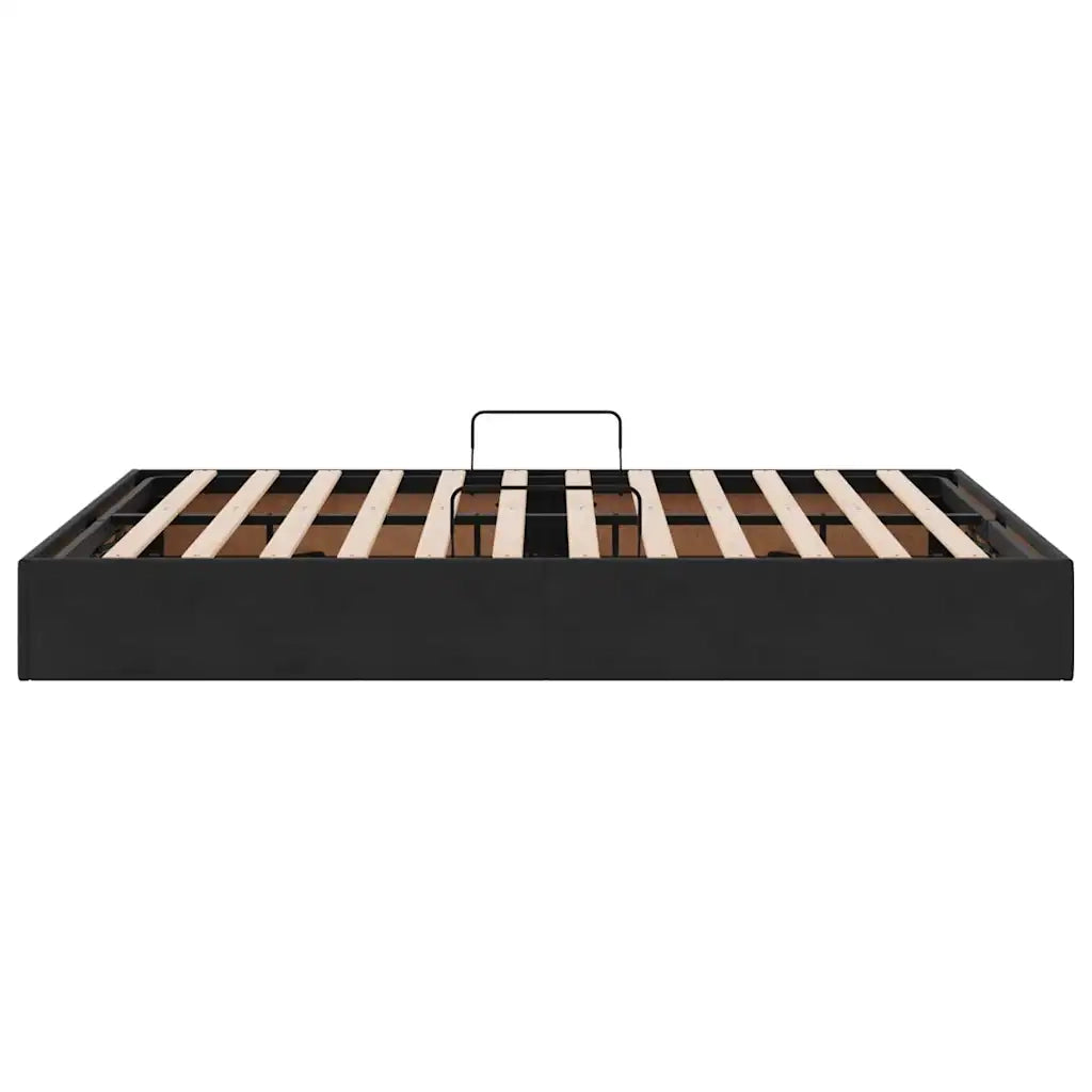 Letto con Contenitore con testiera Nero 135 x 190 cm Velluto