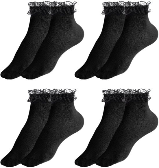 Sokke in tessuto di cotone unisex, 4 paia, nero, progettate con un disegno a rilievo, comode e traspiranti.