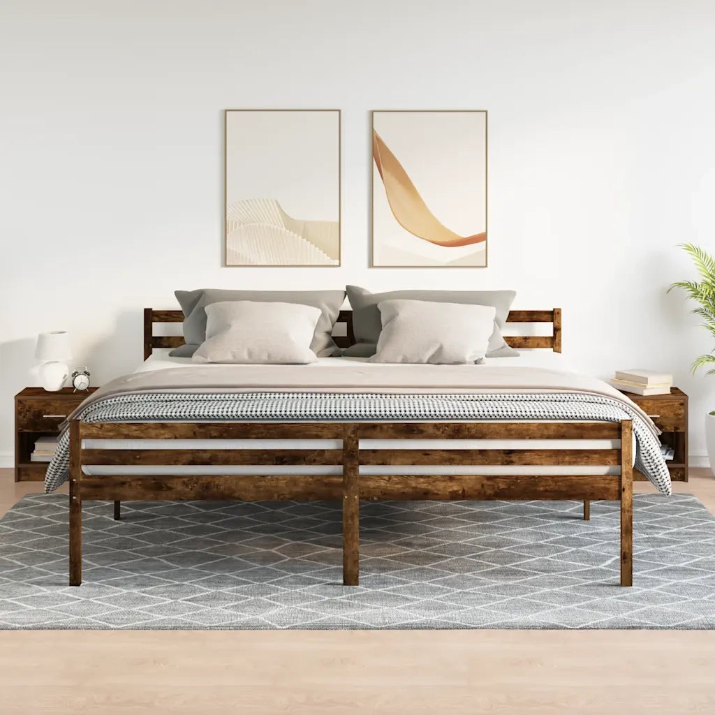 Comodini 2 pz con Cassetto-Set di 2 Tavolino da notte Rovere Fumo 39x28x41 cm
