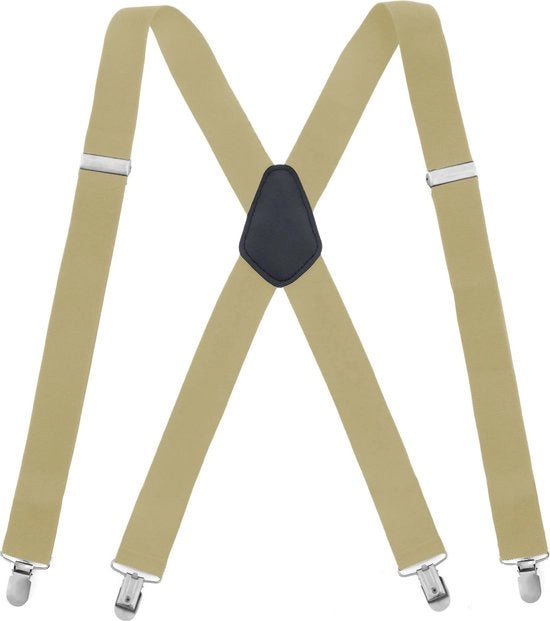 Cintura per uomo, Cinturone elastico regolabile, Cinturone a X per uomo, Moda adulto 4 clip cinturone - beige