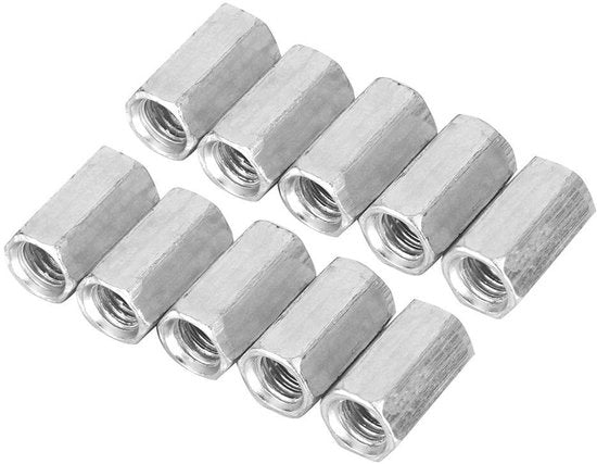 Ferramenta a sei punte - Asta lunga M8 - Materiali di fissaggio - Acciaio carbonio - Galvanizzato - 10 pezzi
