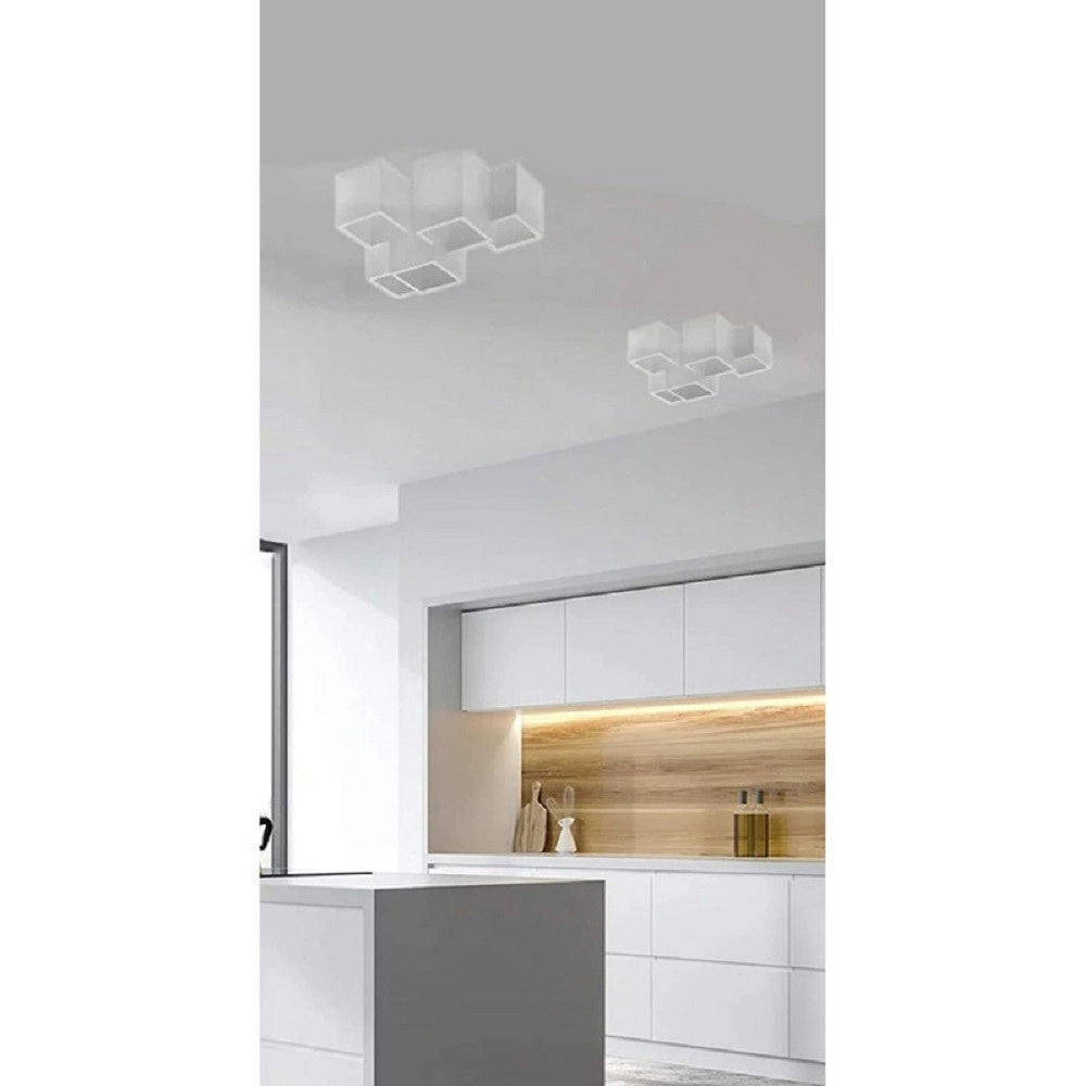 Trade Shop - Lampada In Gesso A 5 Cubi Da Soffitto Lampadario Supporto Faretti Gu10 Gs-c06-5 -