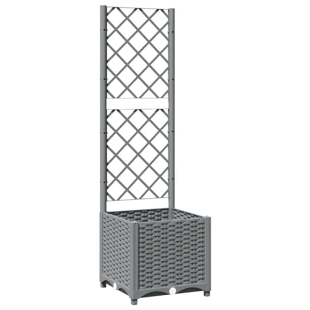 Fioriera da Giardino con Graticcio-Vaso da Esterno-Fioriera con Griglia Grigio Chiaro 40x40x136cm PP