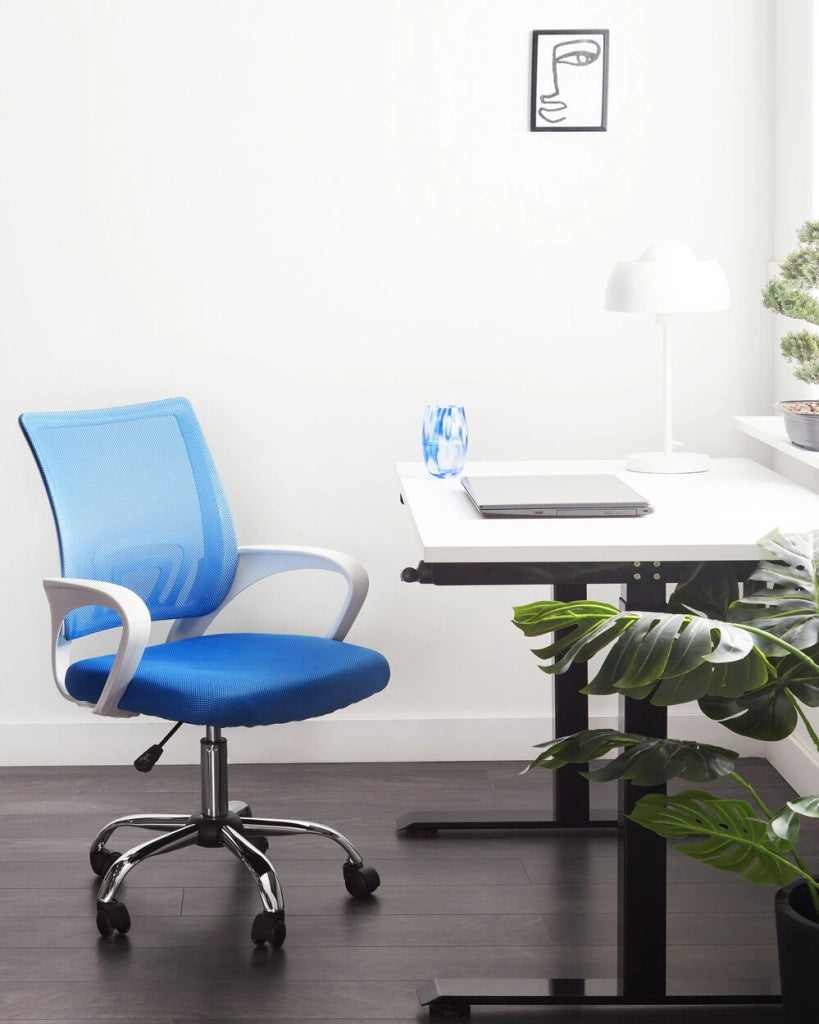 Sedia girevole da ufficio con schienale reclinabile regolabile in altezza blu moderna ufficio in casa