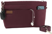 Tasorganizzatore Insettabile, Borsa a Spalla, Organizzatore di Borsa Insettabile con Cinturino Adattabile, Tasini Insettabili in Nylon Idrorepellente (Vino Rosso, M)
