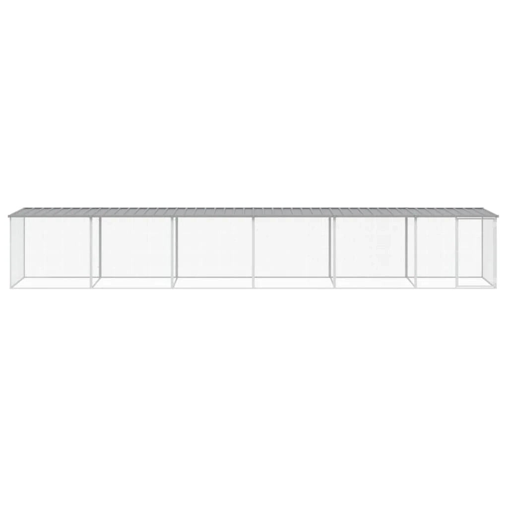 Recinto per pollaio con gabbia per polli con tetto leggero 603 x 98 x 90 cm in acciaio zincato grigio 02_0043987