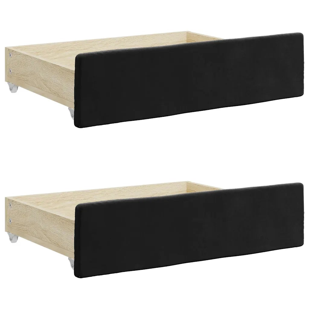 Cassetti da Letto 2 pz Neri in Legno Multistrato e Velluto CFW1329745