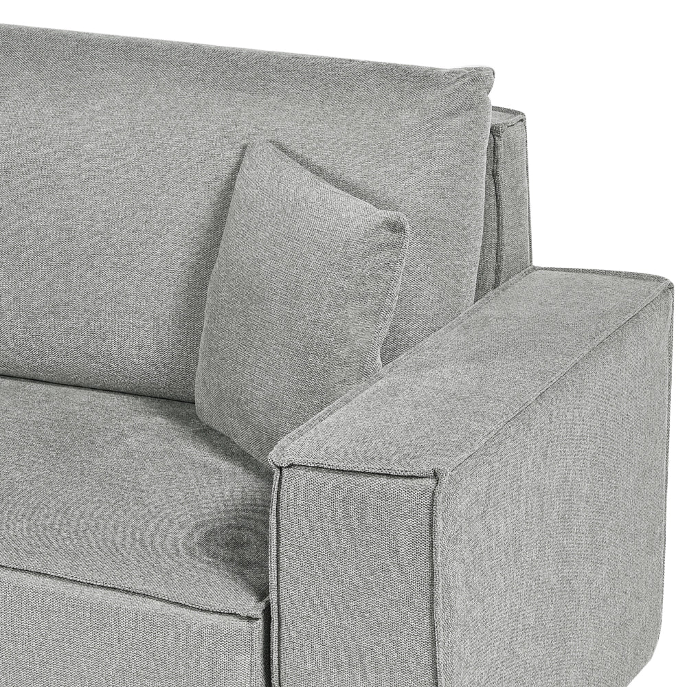 Divano letto angolare a destra Grigio Tessuto poliestere imbottito 3 posti a L con cuscini Funzione letto Stile moderno Soggiorno