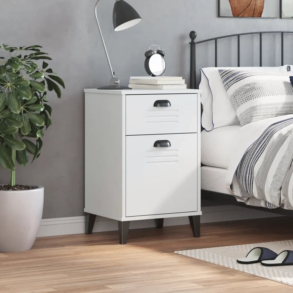 Comodino VIKEN Bianco in Legno Massello di Pinocod mxl 90959