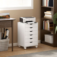 Cassettiera da Ufficio a 6 Cassetti 40x35x63 cm con 4 Ruote e Blocco Bianco