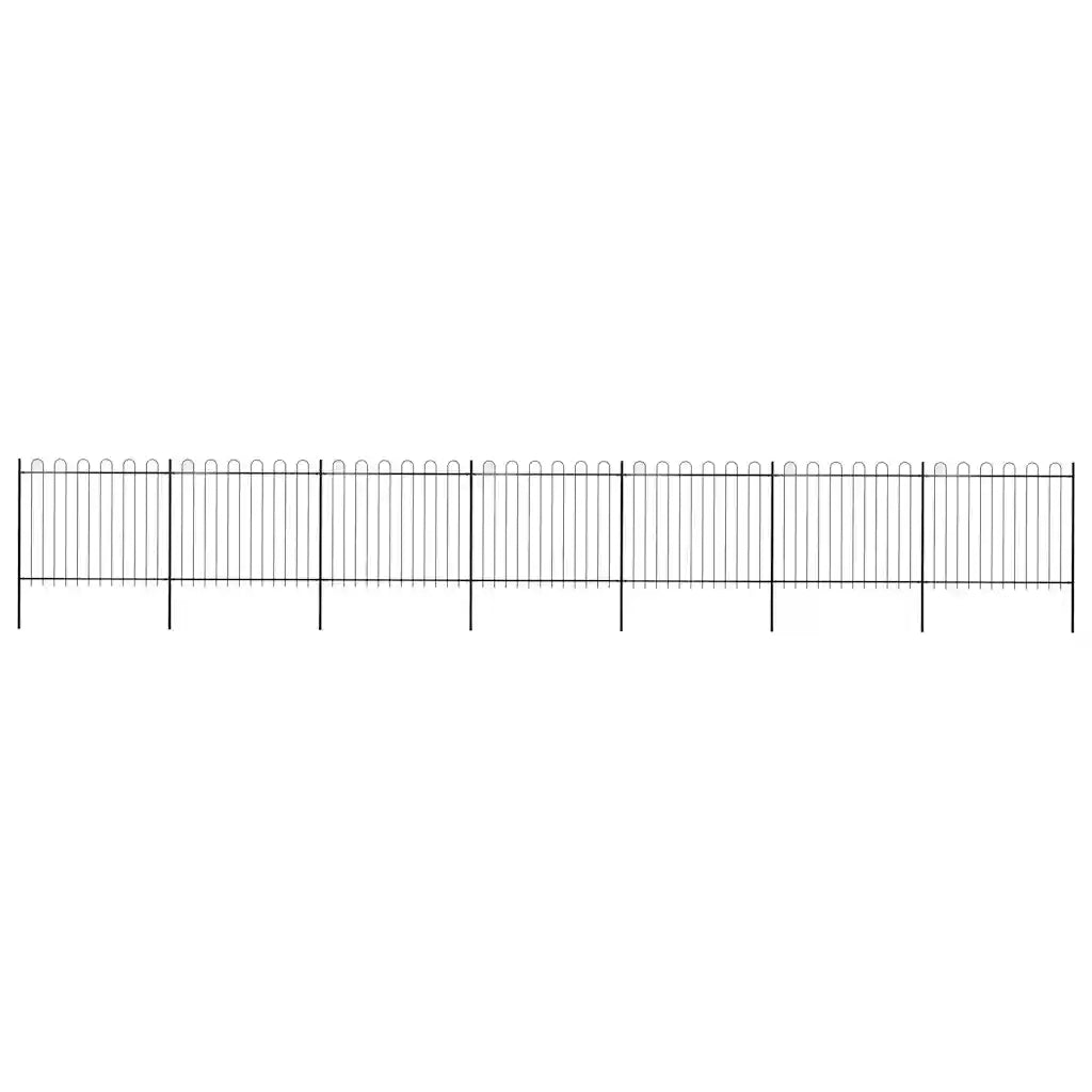Recinzione da Giardino con Parte Superiore ad Anello in Acciaio 1172x150 cm Nero 277680