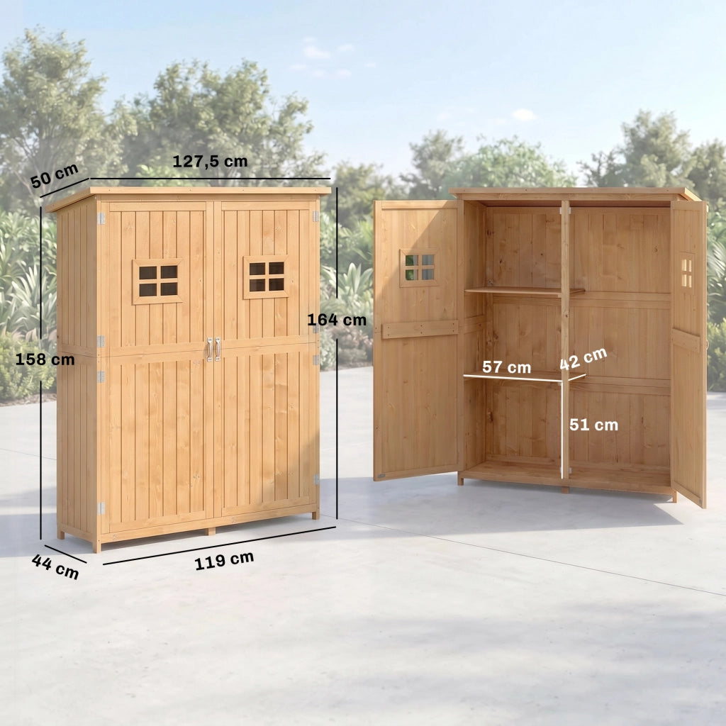 Armadio da Giardino in Legno ¨C zephmum ¨C 127.5x50x164 cm Natural