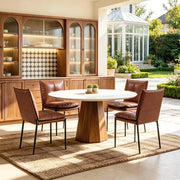 Sedie sala da pranzo set 4 con schienale ergonomico trapuntato in similpelle e metallo marrone nero 48 × 55 × 87 cm