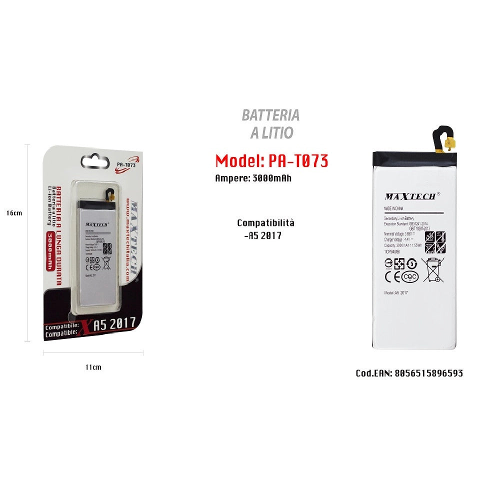Trade Shop - Batteria Litio Smartphone Samsung 3000mah Per Galaxy A5 2017 Maxtech Pa-t073 -