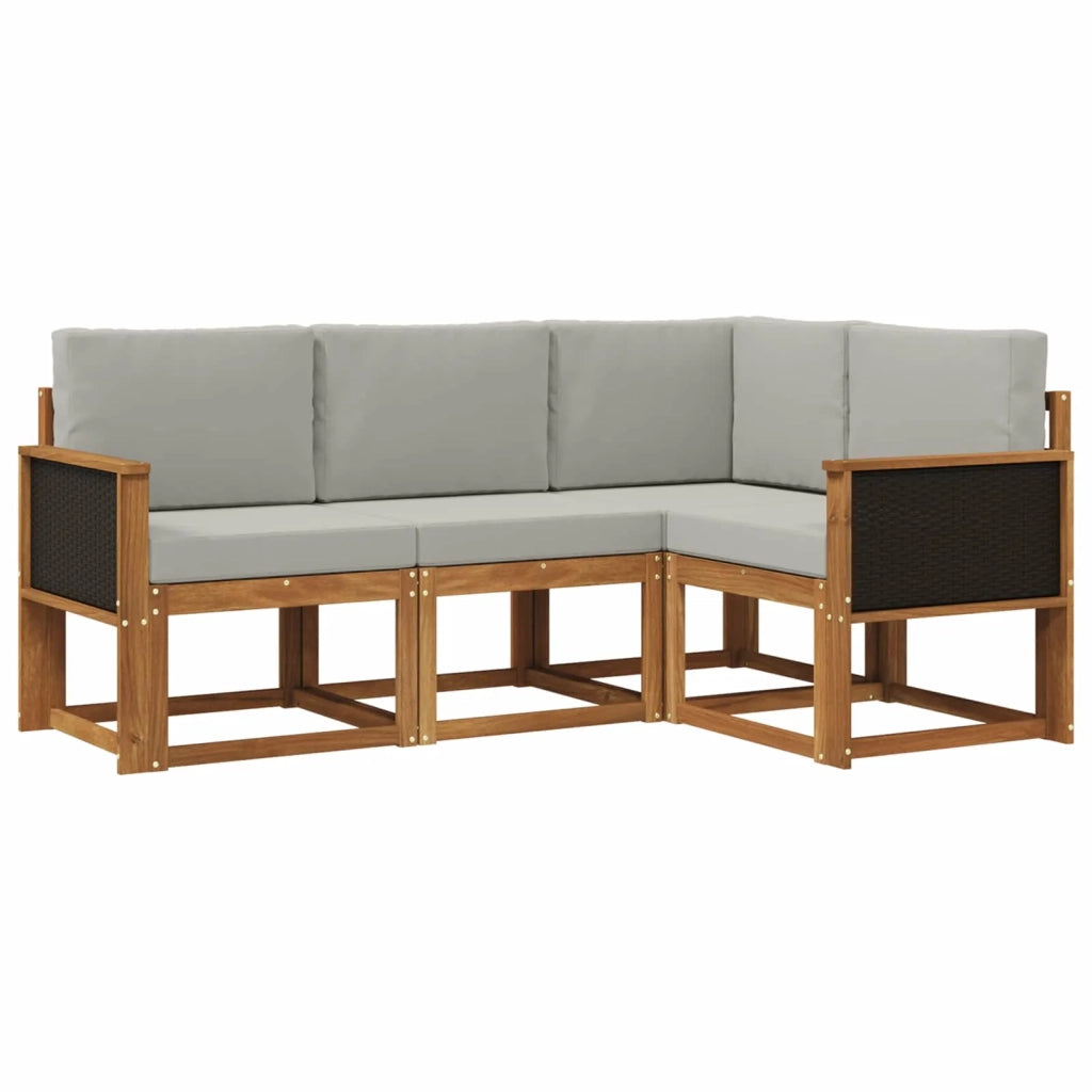 Set di divani da esterno 4 pcs Naturale e Grigio Chiaro 3385162