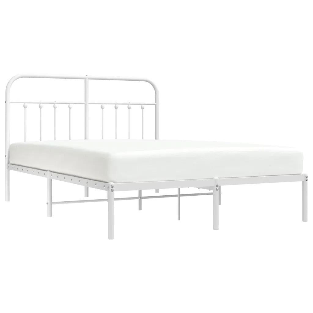 Giroletto con Testiera-Struttura Letto con testiera Metallo Bianco 140x190 cm 491863