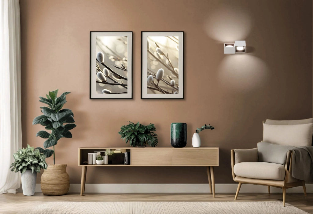 NASSO applique a Parete 2 Luci attacco GX53 Biemissiva Quadrata bronzo in gesso e alluminio