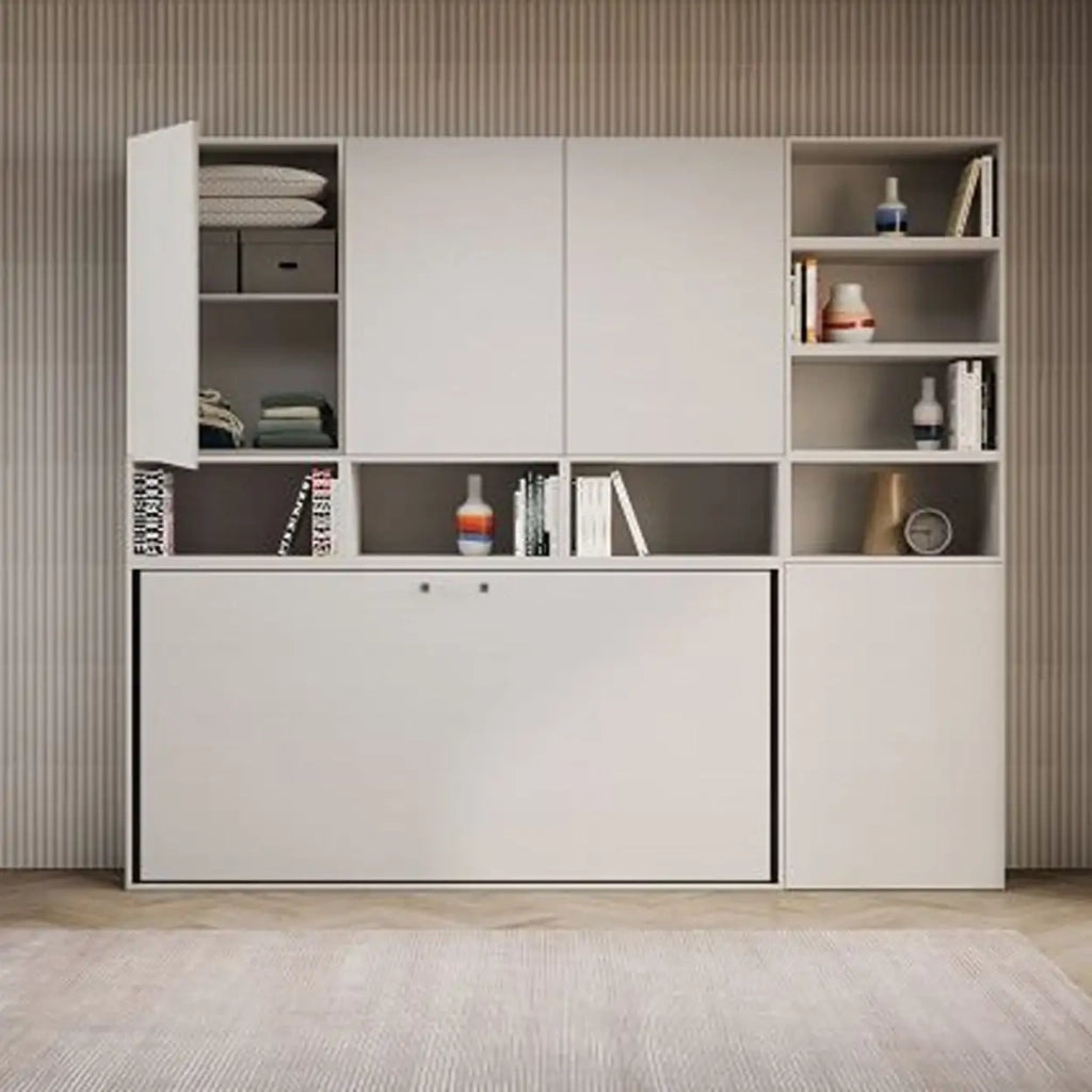 Letto singolo a scomparsa Kando comp.D con materasso bianco frassino