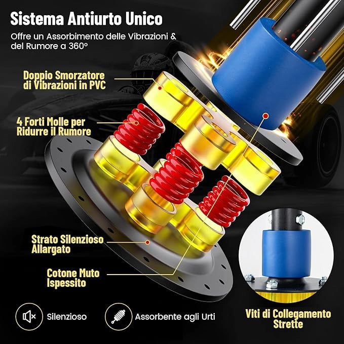 Sacco da Boxe 173 cm, Sacca da Boxe da Terra Autoportante e Pesante con Guantoni, Base a Ventosa, Costruzione a 5 Strati e Sistema Antivibrazioni per Adulti e Palestra Domestica