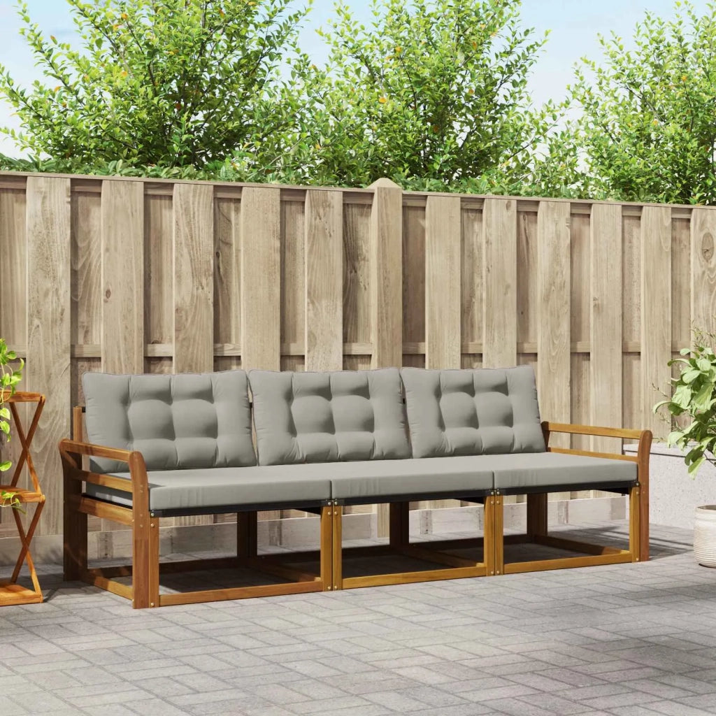 Set di divani da esterno 3 pcs Grigio Naturale e Chiaro