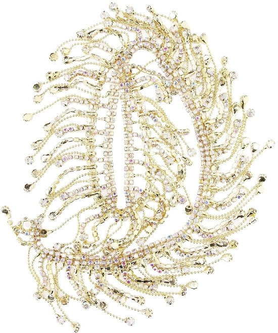 Decorazione con Pizzo e Strass - Fascia Decorativa con Frangia di Diamanti - Lint Decorativo con Pizzo e Strass - Accessori di Festa - Progetto DIY - Elegante e di Alta Qualità - Lint Decorativo con Pizzo e Strass