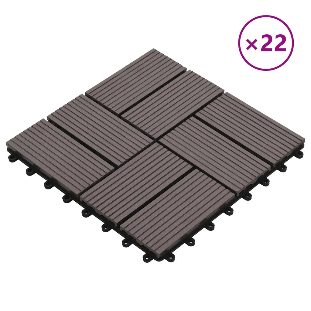 Piastrella per Decking 22 pz Marrone Scuro 30 x 30 cm WPC CFW1351803