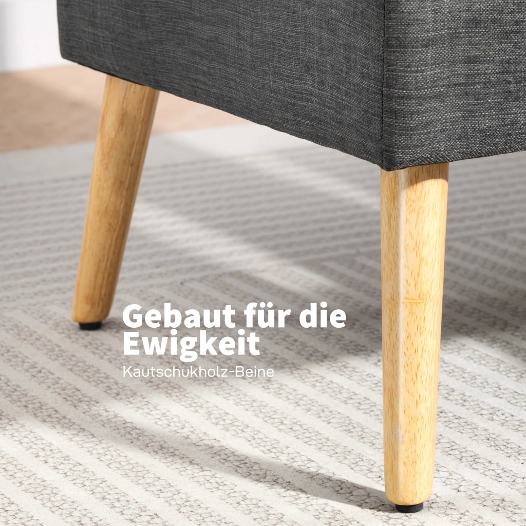 Divano 2 posti tessuto grigio ¨C Xylo ¨C gambe in legno, schienale trapuntato, imbottito