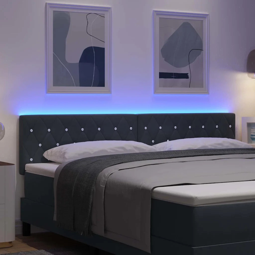 Testiera LED con strisce LED Grigio scuro 180 cm Velluto 3338072