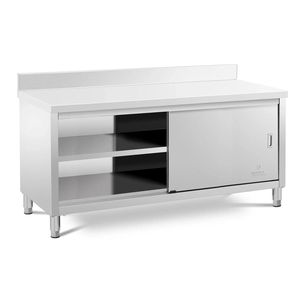 Base in acciaio inox piano di lavoro per cucina ante scorrevoli con paraschizzi 180 x 70 cm portata 600 kg 14_0005092