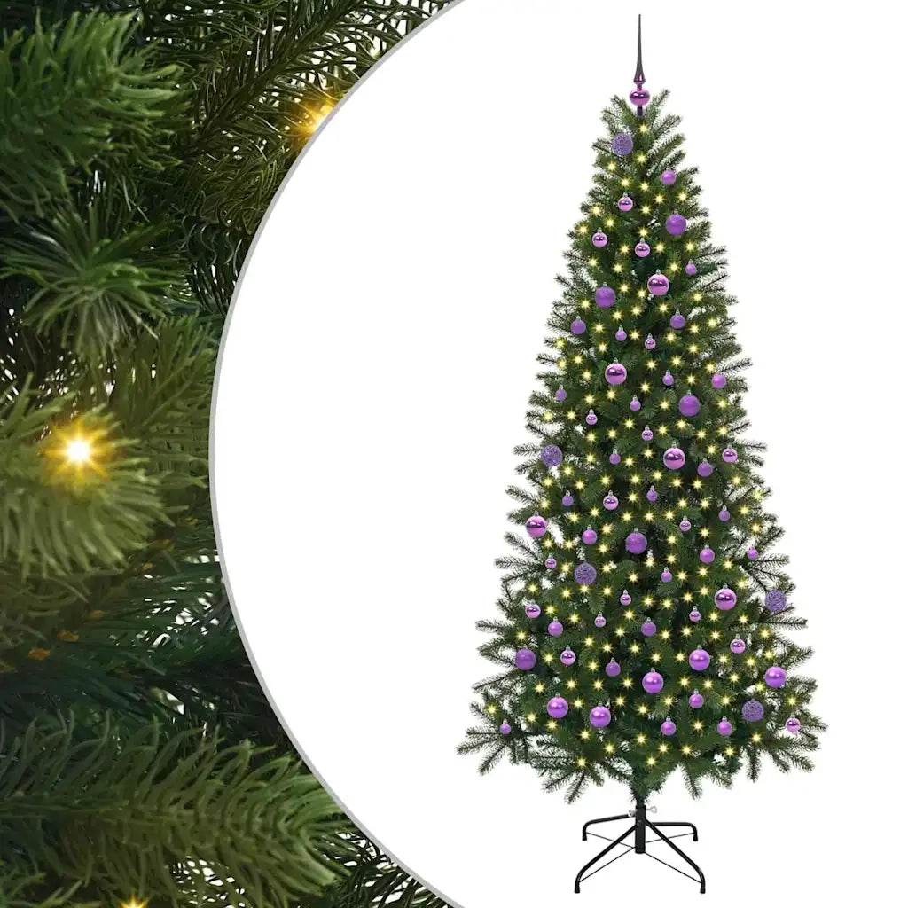 Albero di Natale Artificiale-Albero Natalizio con 300 LED Verde 210 cm PE e PVC 981574