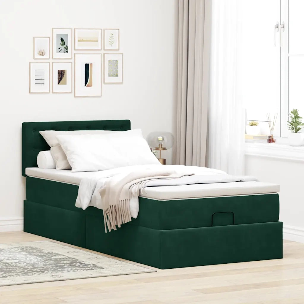 Struttura Letto Pouf con Materasso 100x200 cm Velluto 3312749