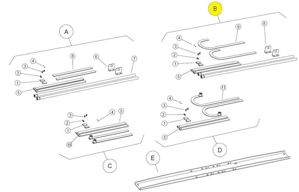 112529/1 KIT ACCESSORI 1 BRACCI CURVI BASIC BAZER RICAMBIO