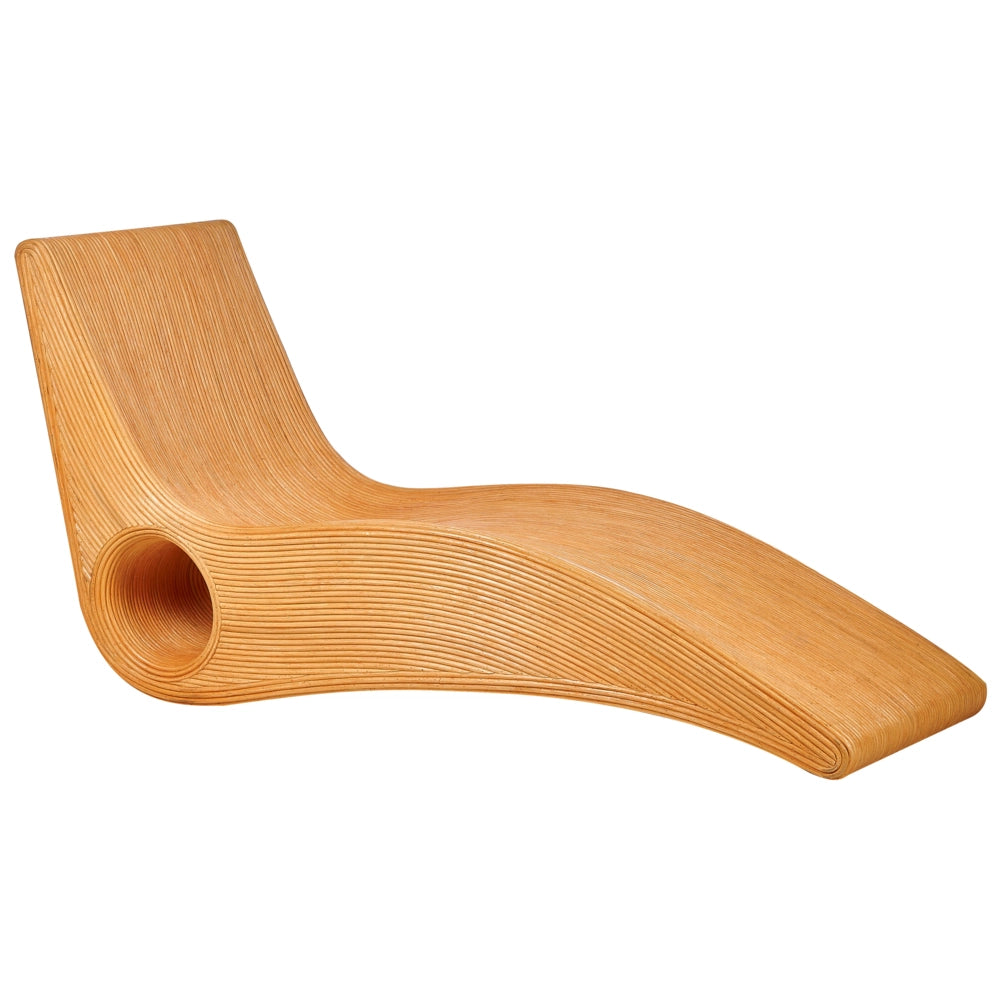 Lettino prendisole in legno chiaro Rattan Design a doghe Forma curva Lettino da giardino