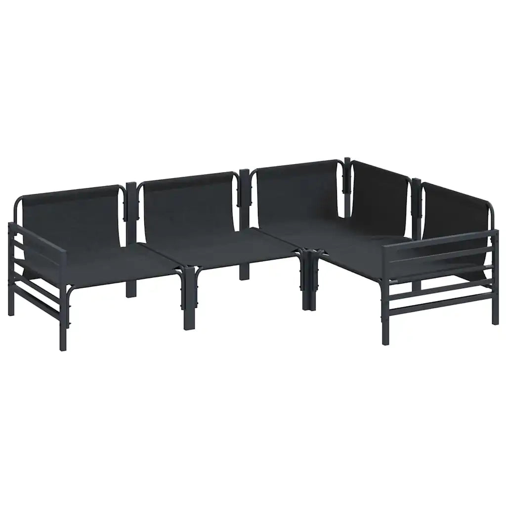 Set Divano da Giardino con cuscino 4 pcs Nero Acciaio 3378986