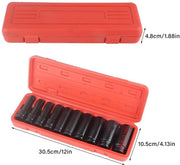 Kit di dadi a 10 pezzi da 3 cm - Set di chiavi a stella - Kit professionale - Acciaio inox - Cassetta di conservazione - Per riparazioni rapide - Set di dadi a stella