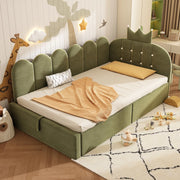 LETTO DAYBED L 90x200 cm in Velluto Verde con rete a doghe