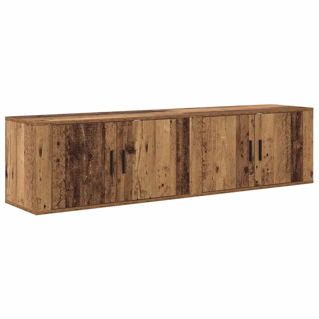 Set Mobile TV da Parete 2 pz-Set di 2 Credenza per TV Legno vecchio 80 x 34,5 x 40 cm
