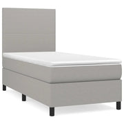 Letto singolo | Letto per adulti | Giroletto a Molle con Materasso Grigio Chiaro 90x200 cm Tessuto