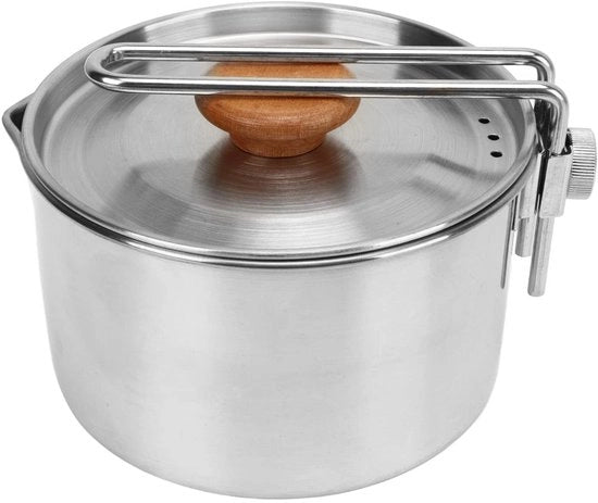 Casseruola da Campeggio 1L - Cottura con Materiale Inox con Maniglia Ripiegabile