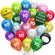 Ballooncini per 10° Compleanno - 15 pezzi - Sostenibili - Compostabili - Realizzati con 100% Latice Naturale - Ø 32 cm - Ambientali - Ballooncini per Compleanni