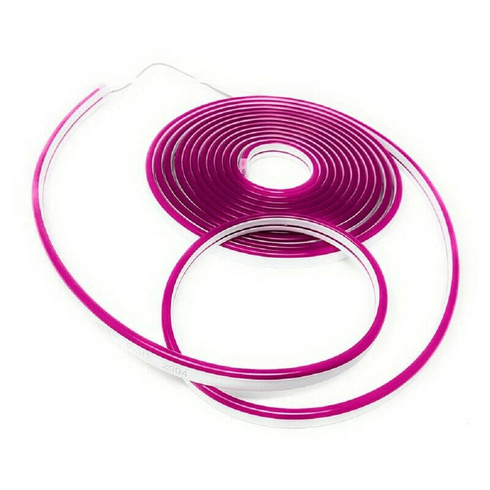 Trade Shop - Strip Led Neon Flessibile Striscia Decorativa 5 Mt Ip65 Vari Toni Di Luce U-12v - -fucsia      -