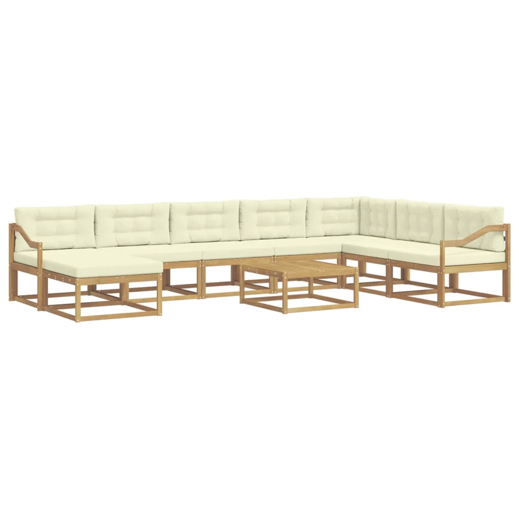 Set di divani da esterno 9 pcs Bianco e Crema
